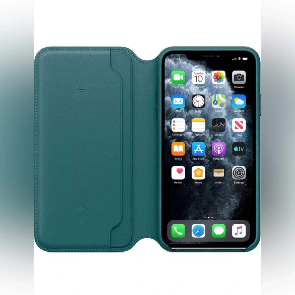 Official Genuine Apple iPhone 11 Pro Max Leather Folio Cover Flip Case Peacock